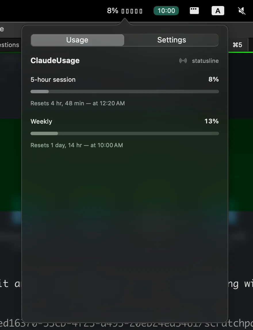 ClaudeUsage screenshot